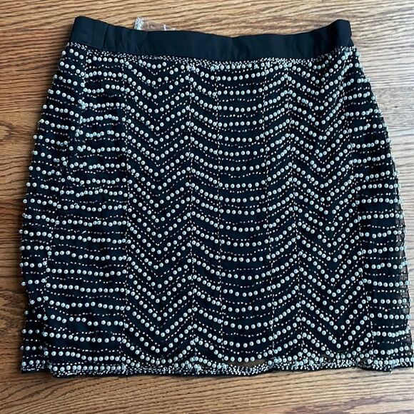 New with tags Endless Rose Skirt Pearl & Bead Zip Up skirt sz L fully lined 🔥 - Picture 1 of 6